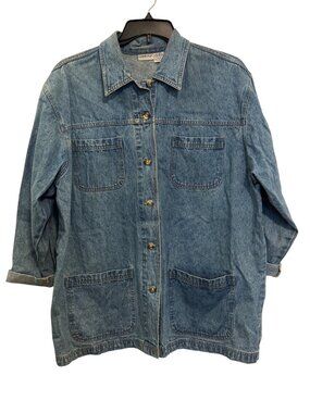 Vintage Cabin Creek Denim Button-Front Jacket XL With Four-Pocket Design